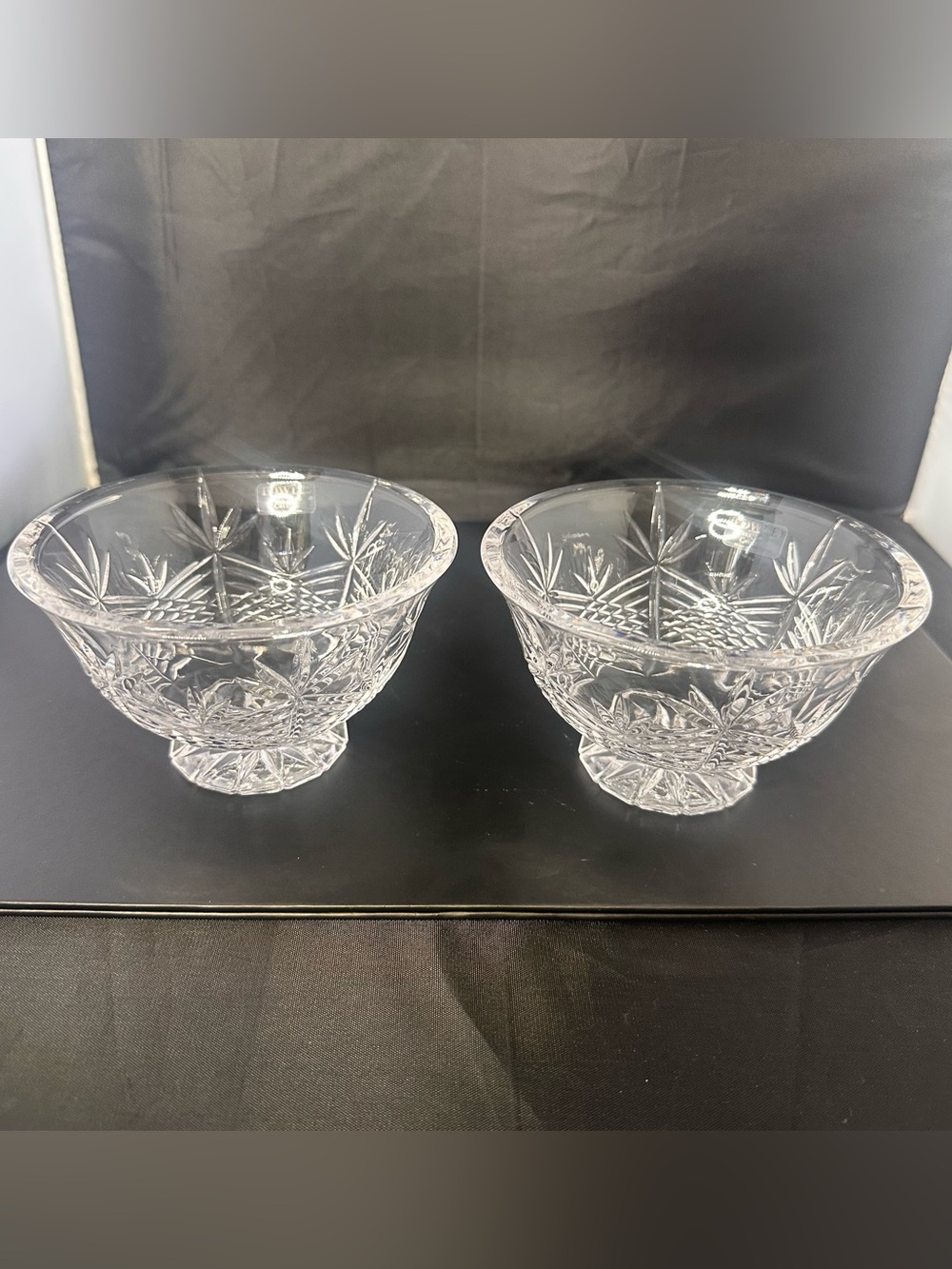 Vintage Towle Austrian Full Lead Crystal Footed Bowls Set of 2